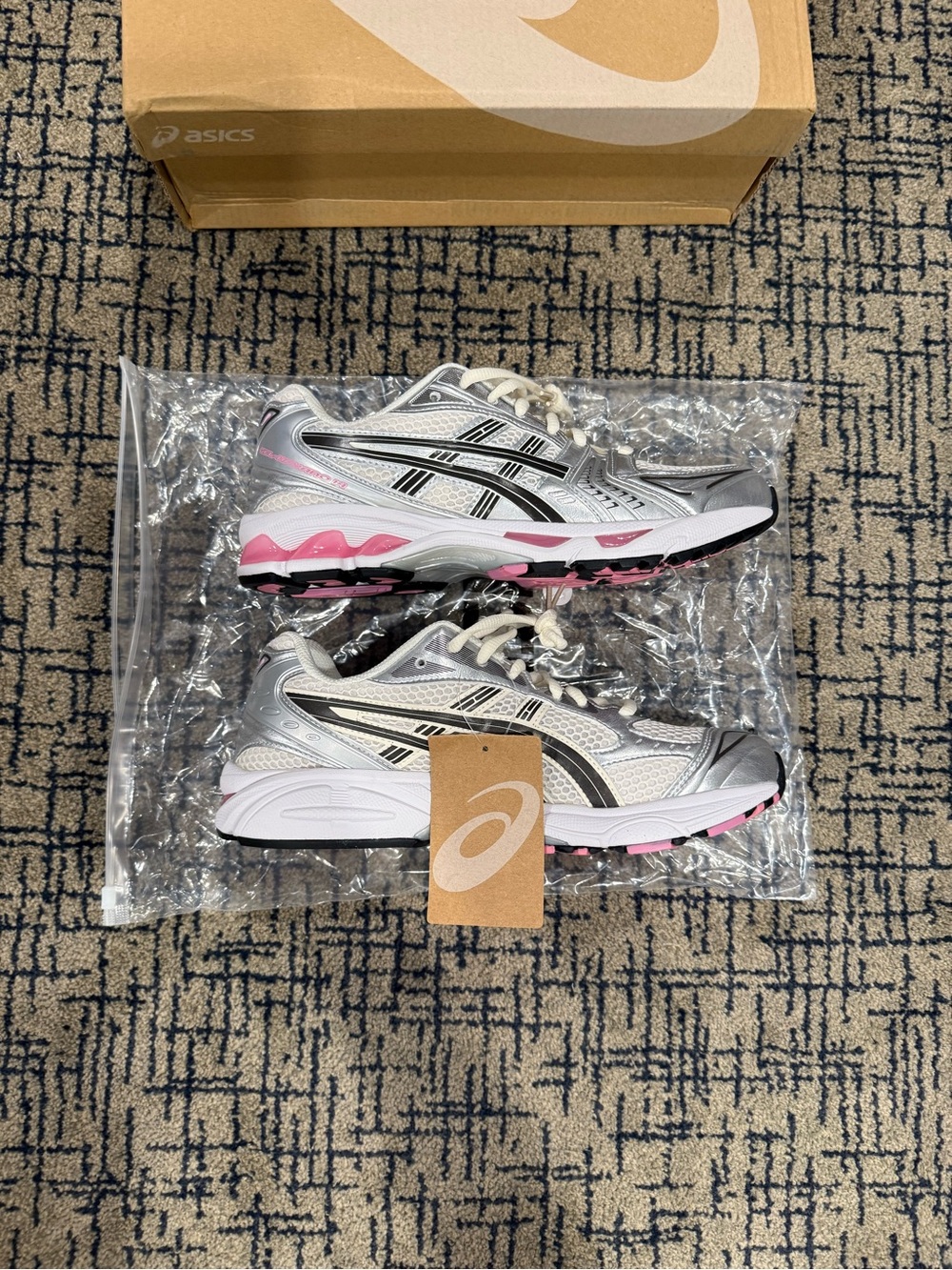 Asics Silver and Pink Women's Running Sneakers